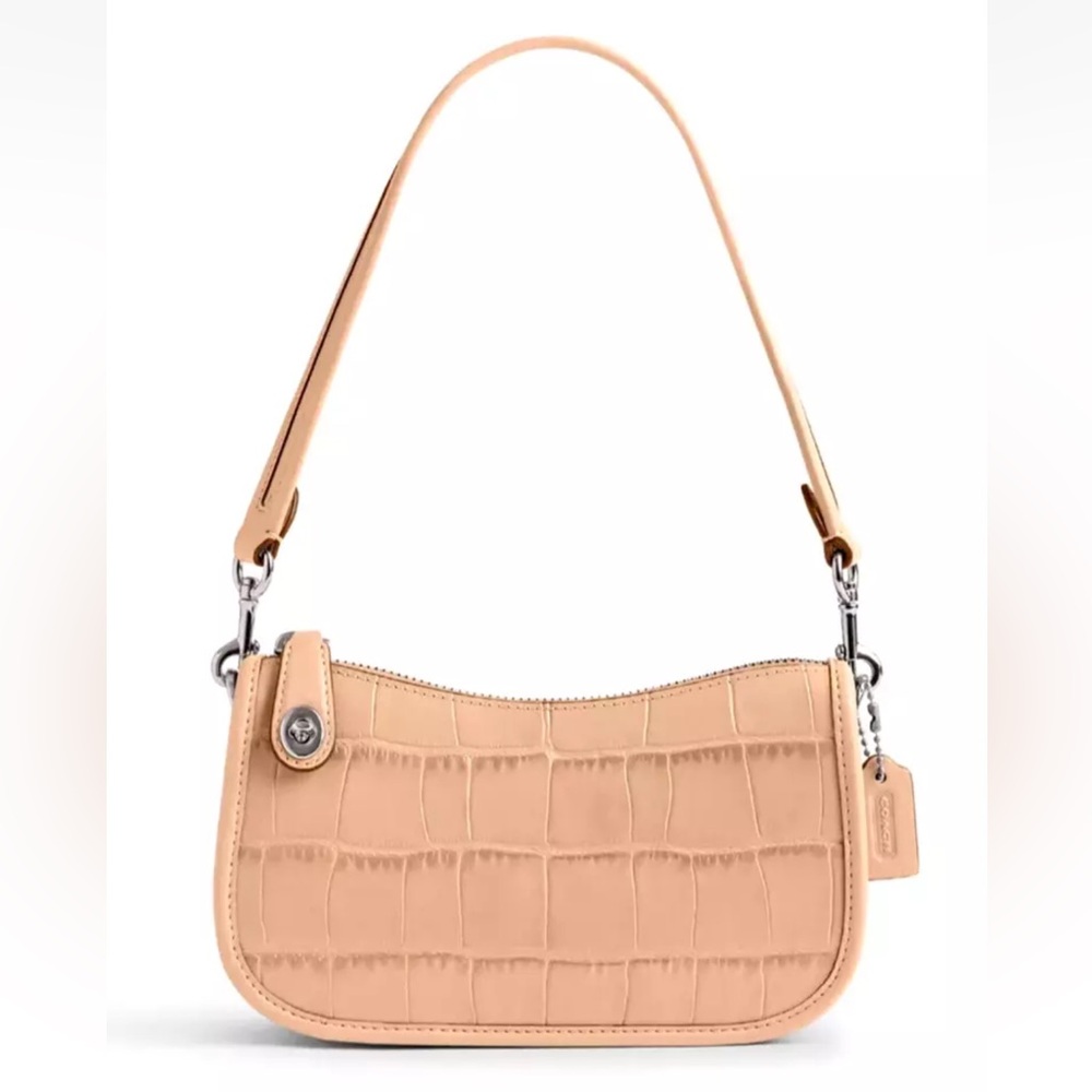 New Coach CP024 Swinger Bag 20 Croc Embossed Leather Ivory